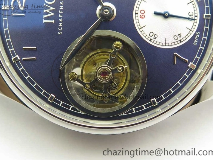 MIROTIME 0227 Seasonal Portuguese Tourbillon IW5463 SS ZF Best Edition Blue Dial on Black Leather Strap 7171